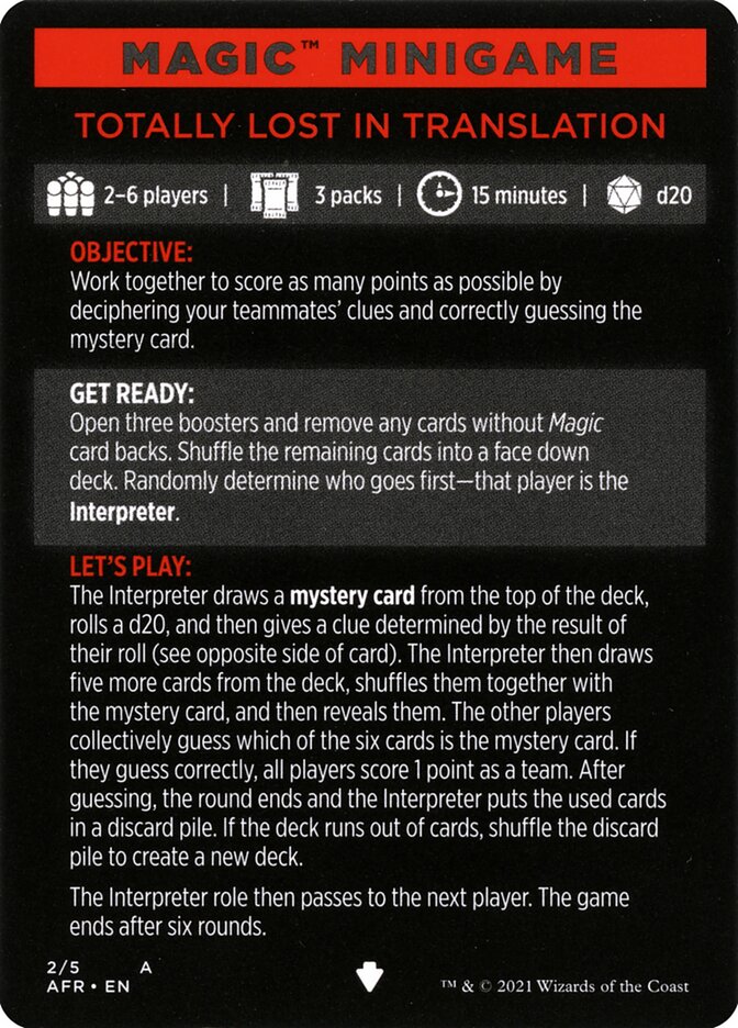 Image of Totally Lost in Translation (Magic Minigame) [Dungeons & Dragons: Adventures in the Forgotten Realms Minigame]