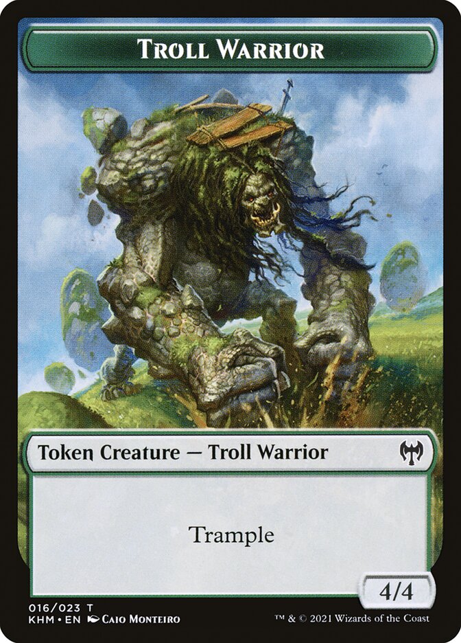 Image of Elf Warrior // Troll Warrior Double-Sided Token [Kaldheim Tokens]
