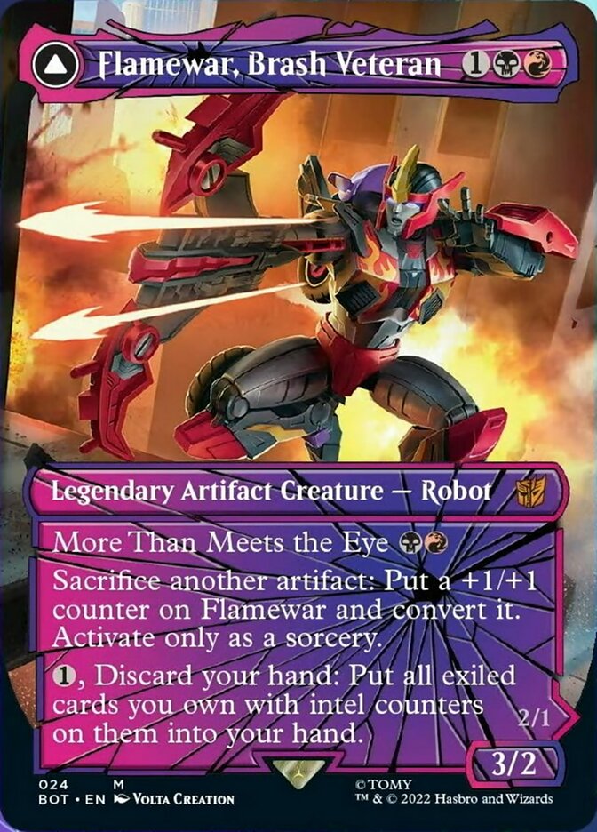 Image of Flamewar, Brash Veteran // Flamewar, Streetwise Operative (Shattered Glass) [Transformers]
