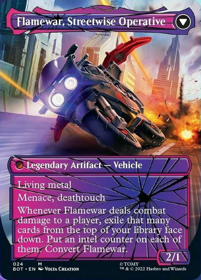 Image of Flamewar, Brash Veteran // Flamewar, Streetwise Operative (Shattered Glass) [Transformers]