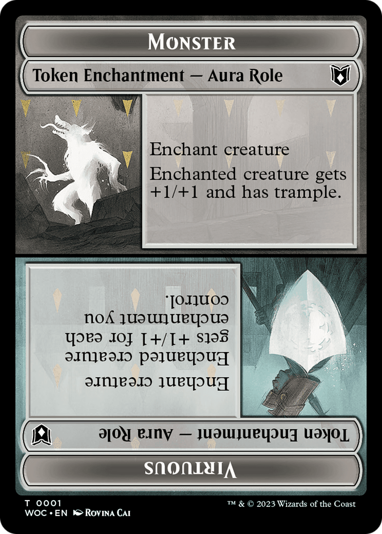 Image of Copy // Monster Role / Virtuous Role Double-Sided Token [Wilds of Eldraine Commander Tokens]