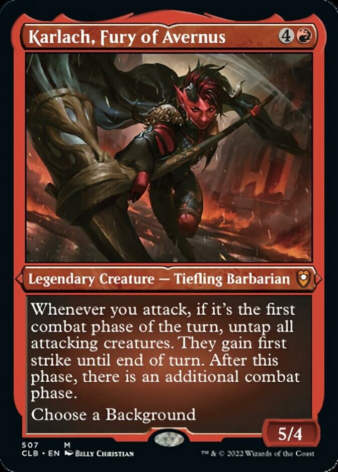 Image of Karlach, Fury of Avernus (Foil Etched) [Commander Legends: Battle for Baldur's Gate]