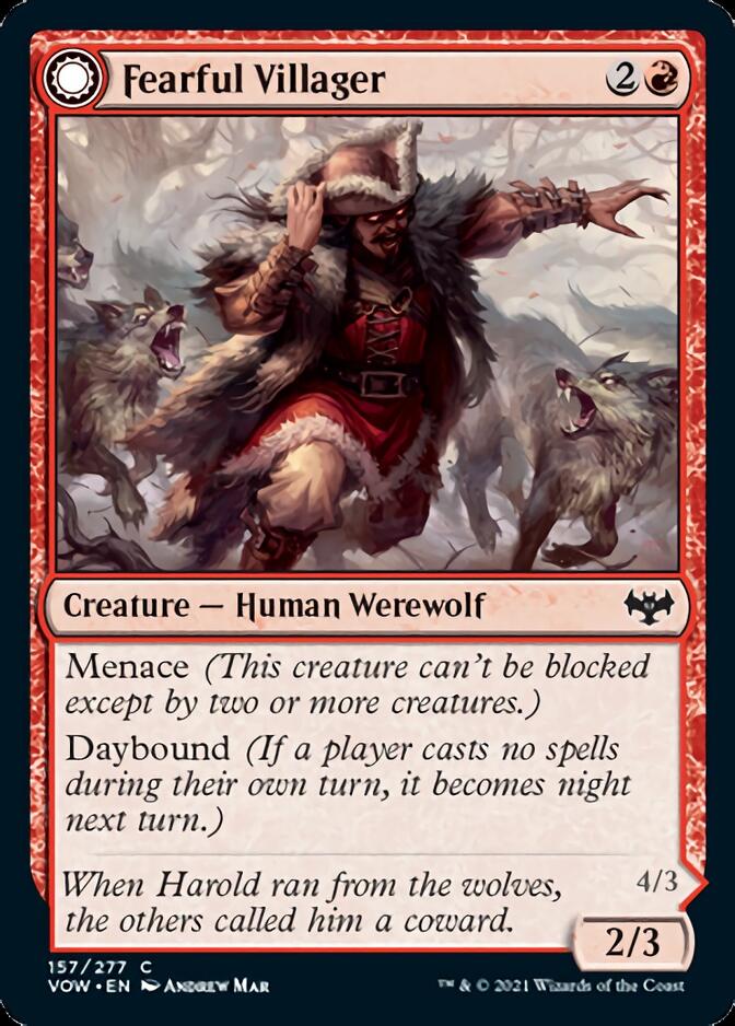Image of Fearful Villager // Fearsome Werewolf [Innistrad: Crimson Vow]