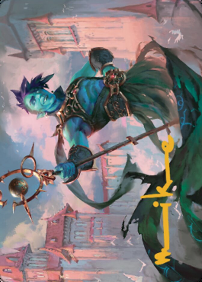 Image of Haughty Djinn Art Card (Gold-Stamped Signature) [Dominaria United Art Series]