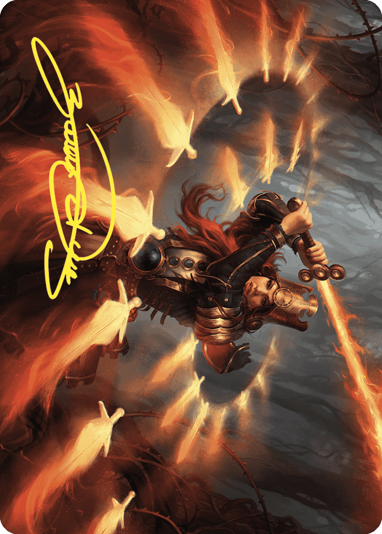 Image of Heartflame Duelist Art Card (Gold-Stamped Signature) [Wilds of Eldraine Art Series]