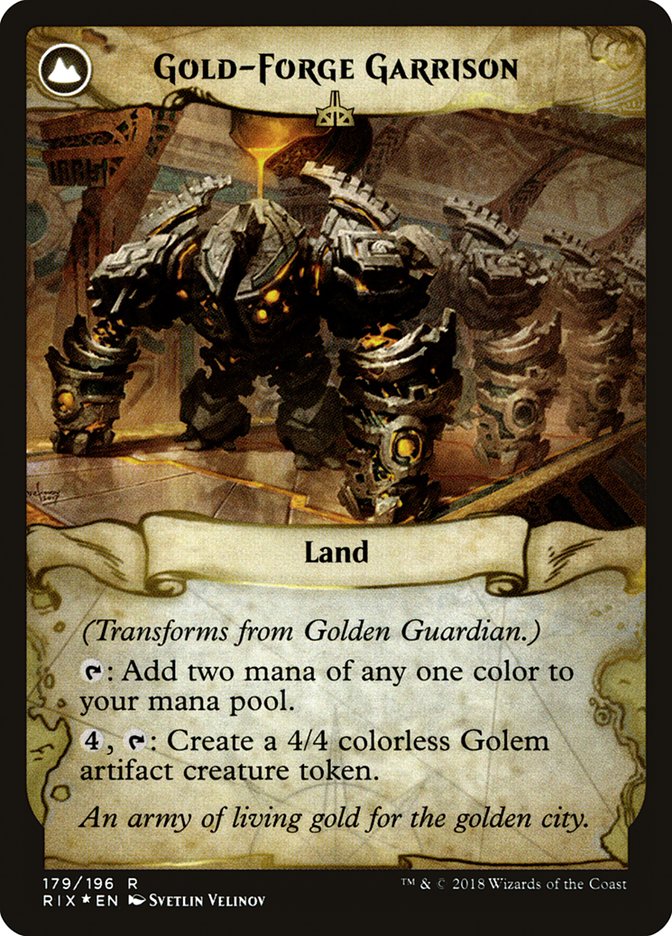 Image of Golden Guardian // Gold-Forge Garrison [Rivals of Ixalan Prerelease Promos]