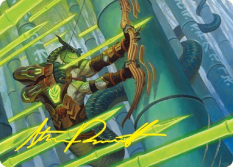Image of Bamboo Grove Archer Art Card (Gold-Stamped Signature) [Kamigawa: Neon Dynasty Art Series]
