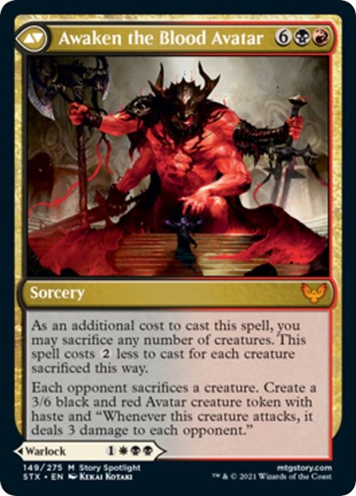 Image of Extus, Oriq Overlord // Awaken the Blood Avatar [Strixhaven: School of Mages Prerelease Promos]