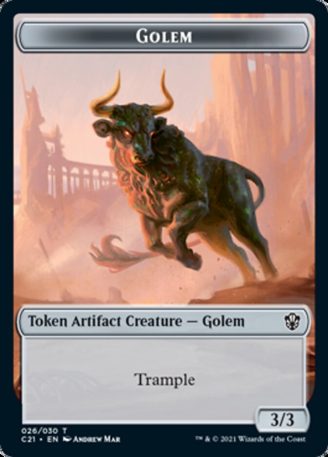 Image of Golem (026) // Thopter Double-Sided Token [Commander 2021 Tokens]