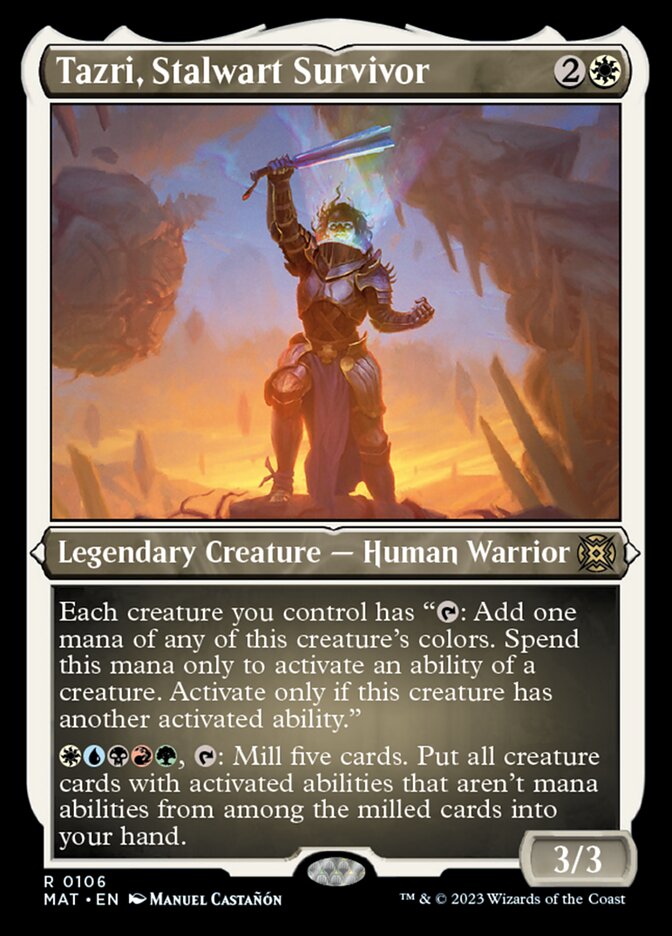 Image of Tazri, Stalwart Survivor (Foil Etched) [March of the Machine: The Aftermath]