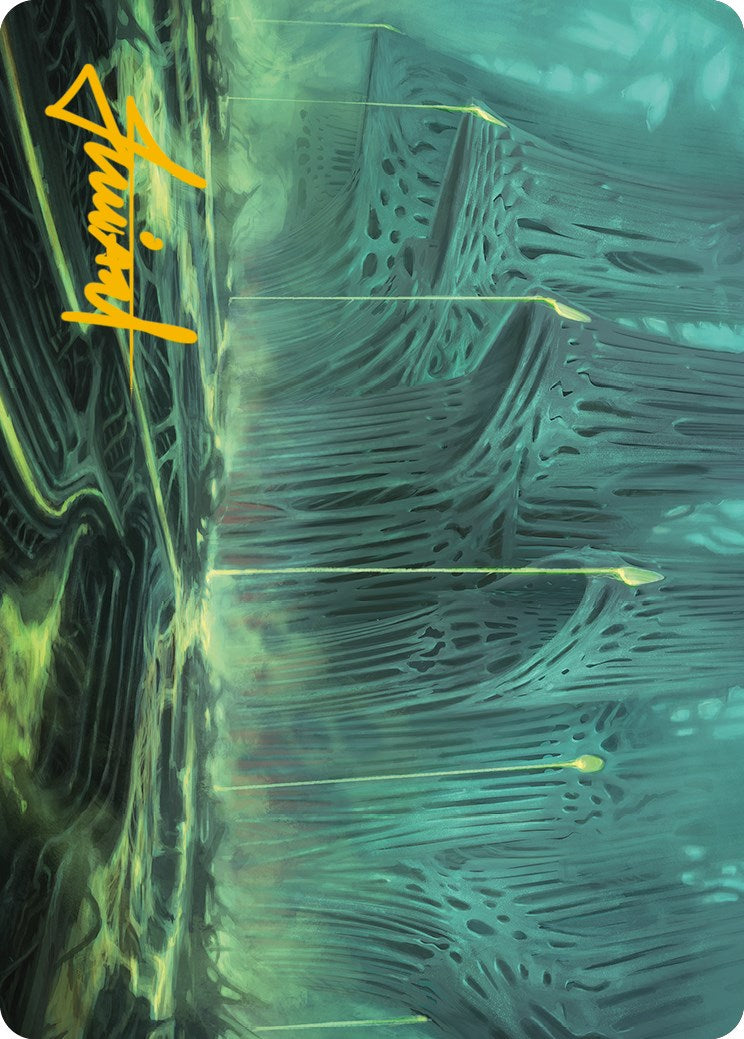 Image of Swamp Art Card (Gold-Stamped Signature) [Phyrexia: All Will Be One Art Series]