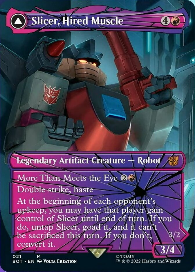 Image of Slicer, Hired Muscle // Slicer, High-Speed Antagonist (Shattered Glass) [Transformers]
