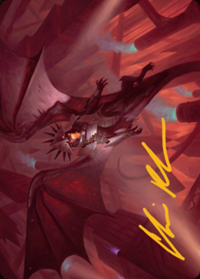 Image of Ziatora, the Incinerator Art Card (Gold-Stamped Signature) [Streets of New Capenna Art Series]