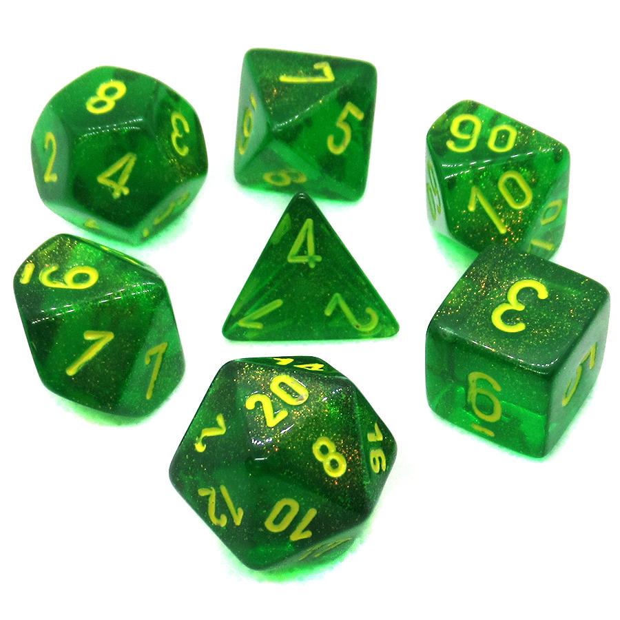 Image of Chessex Borealis - Maple Green/Yellow - 7 Dice Set