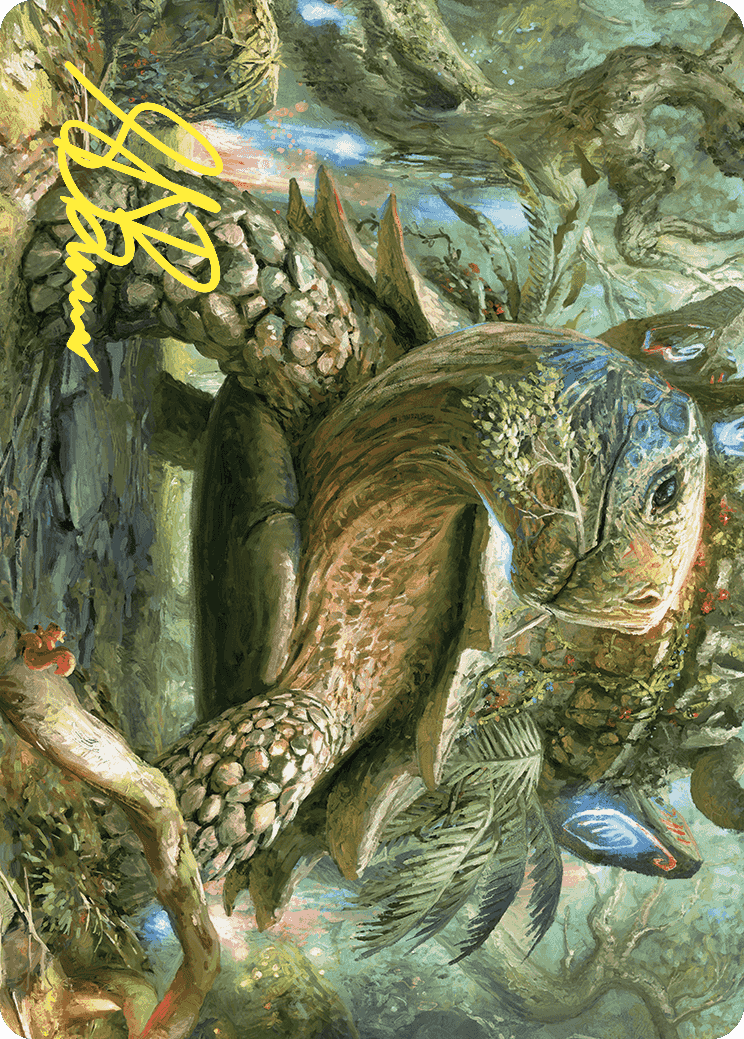 Image of Blossoming Tortoise Art Card (Gold-Stamped Signature) [Wilds of Eldraine Art Series]