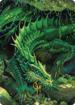 Image of Lurking Green Dragon Art Card (Gold-Stamped Signature) [Commander Legends: Battle for Baldur's Gate Art Series]