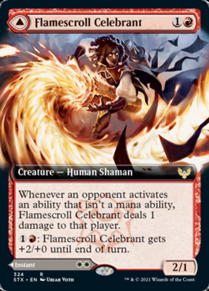 Image of Flamescroll Celebrant // Revel in Silence (Extended Art) [Strixhaven: School of Mages]