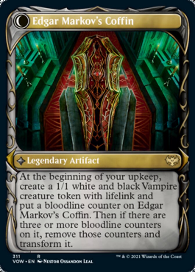 Image of Edgar, Charmed Groom // Edgar Markov's Coffin (Showcase Fang Frame) [Innistrad: Crimson Vow]