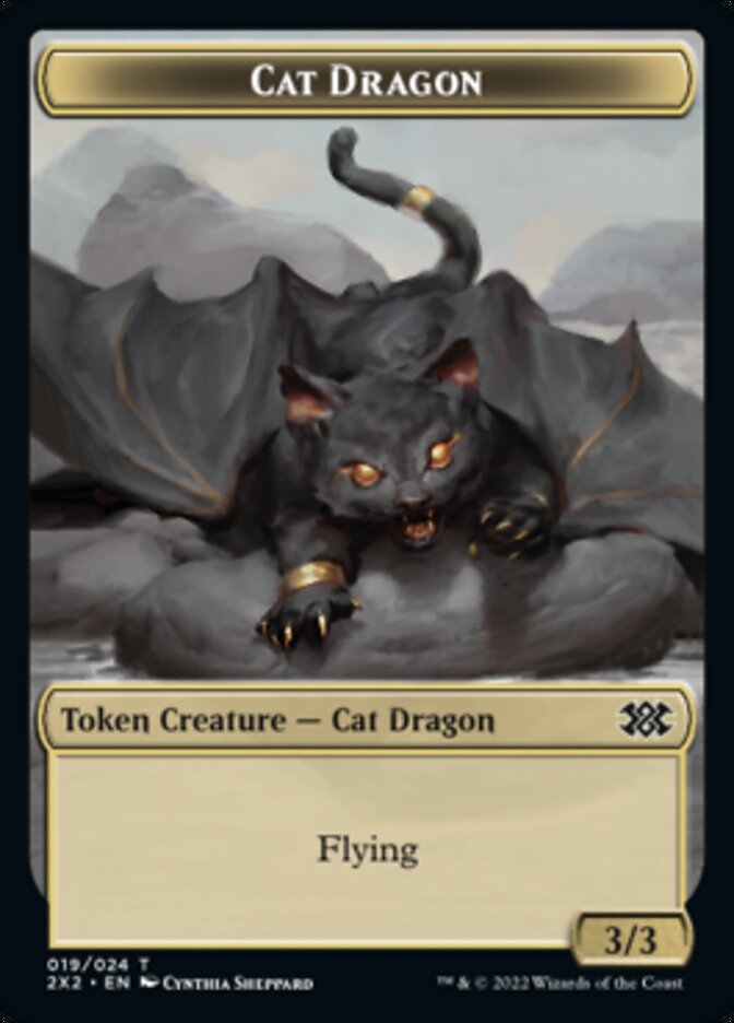 Image of Cat Dragon // Soldier Double-Sided Token [Double Masters 2022 Tokens]