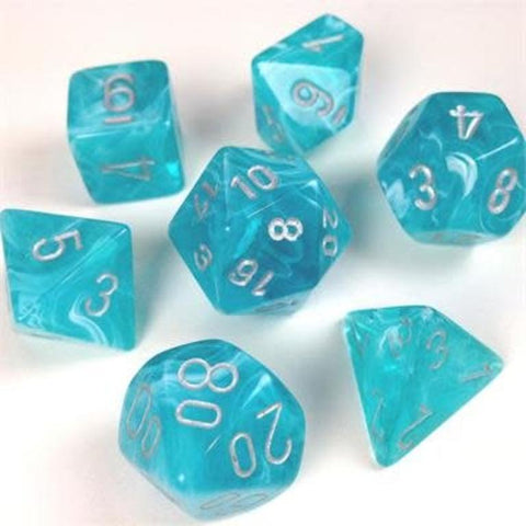 Chessex Cirrus - Aqua/Silver - 7 Dice Set