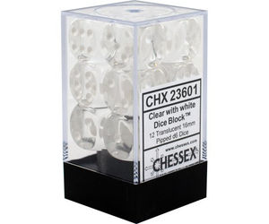 Image of Chessex Translucent - Clear/White - 12D6 Dice