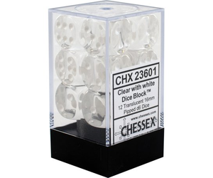Chessex Translucent - Clear/White - 12D6 Dice