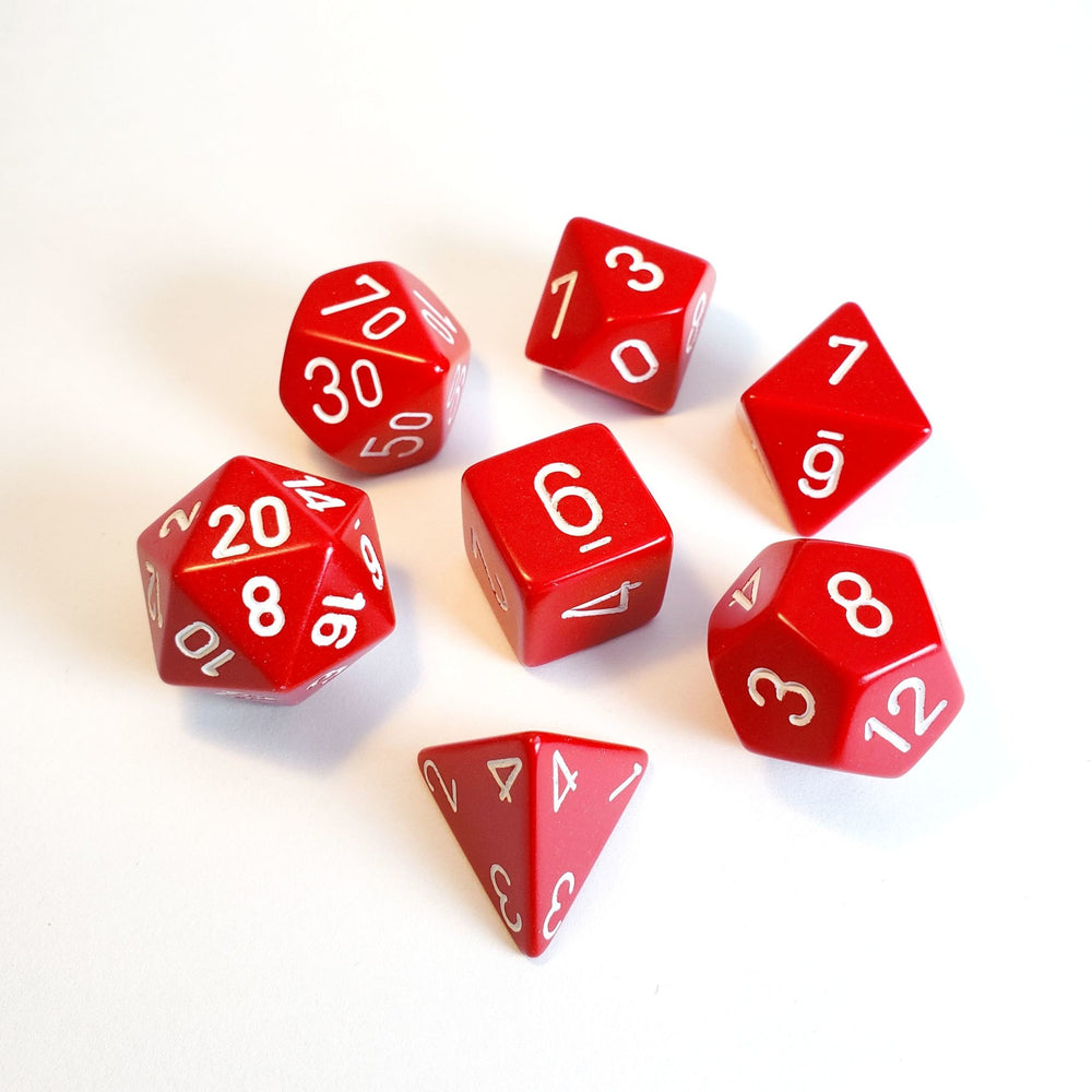 Chessex Opaque - Red/White - 7 Dice Set