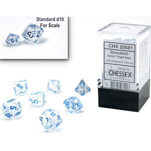 Image of Chessex - Borealis - Icicle Light Blue  - Mini Polyhedral 7-Die Set Dice Block
