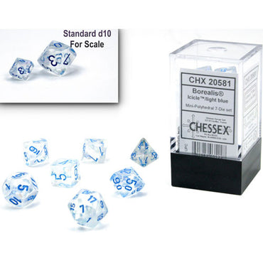Chessex - Borealis - Icicle Light Blue  - Mini Polyhedral 7-Die Set Dice Block
