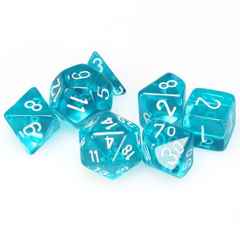 Chessex Translucent - Teal/White - 7 Dice Set