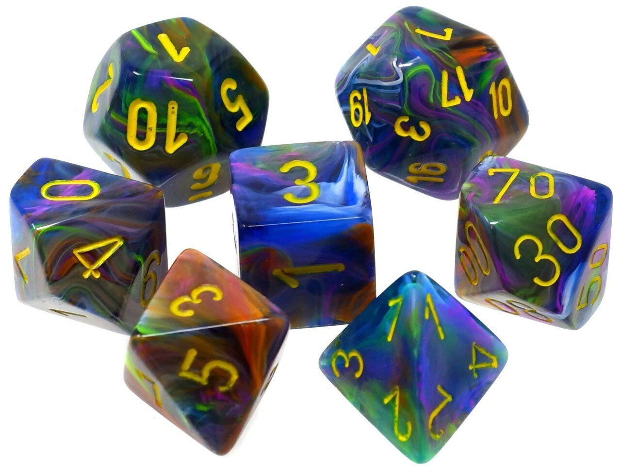 Image of Chessex Festive - Rio/Yellow - 7 Dice Set