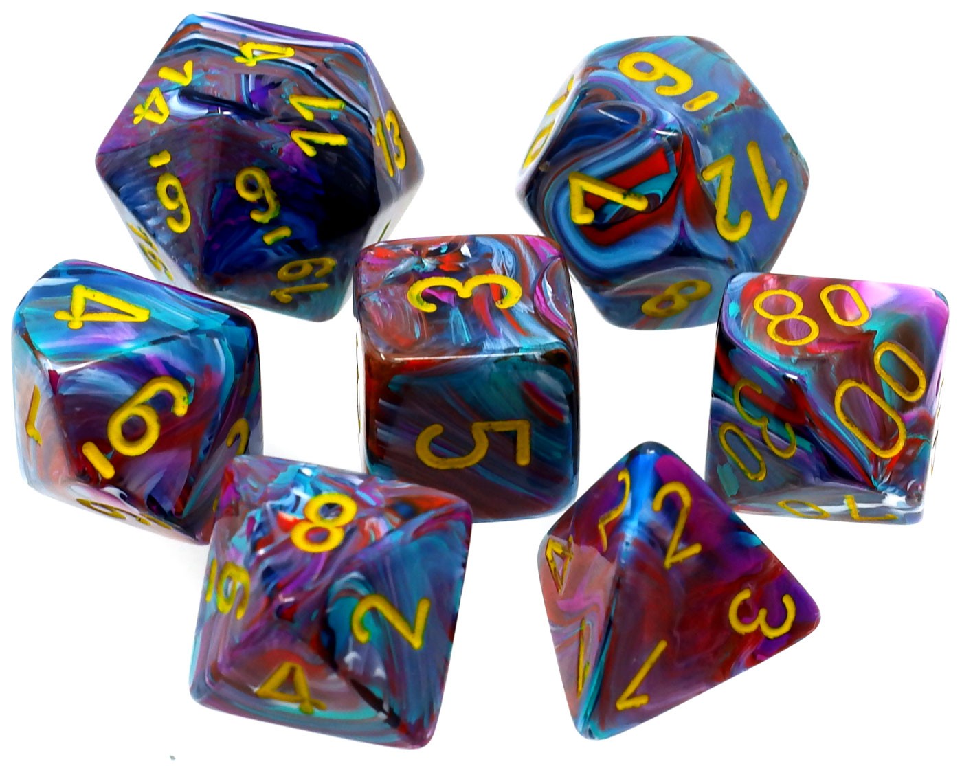 Image of Chessex Festive - Mosiac/Yellow - 7 Dice Set
