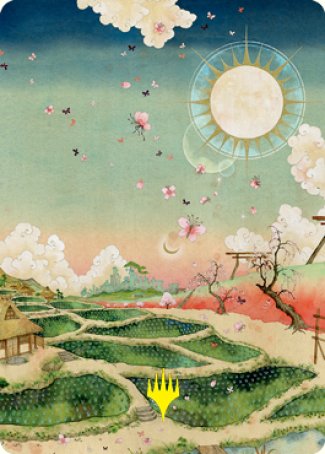 Image of Plains 1 Art Card (Gold-Stamped Signature) [Kamigawa: Neon Dynasty Art Series]