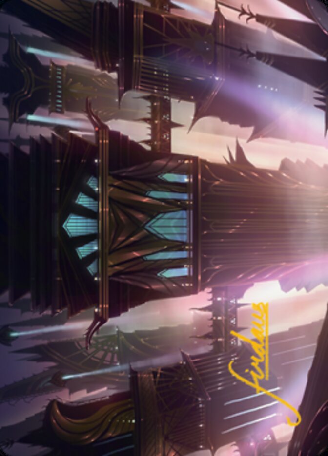 Image of Skybridge Towers Art Card (Gold-Stamped Signature) [Streets of New Capenna Art Series]