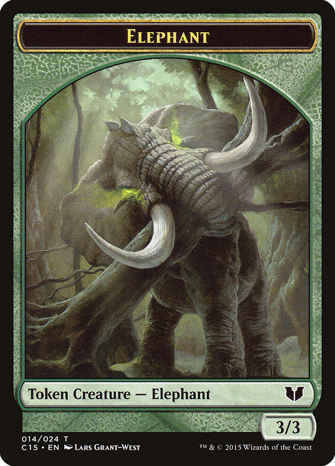 Image of Elephant // Saproling Double-Sided Token [Commander 2015 Tokens]
