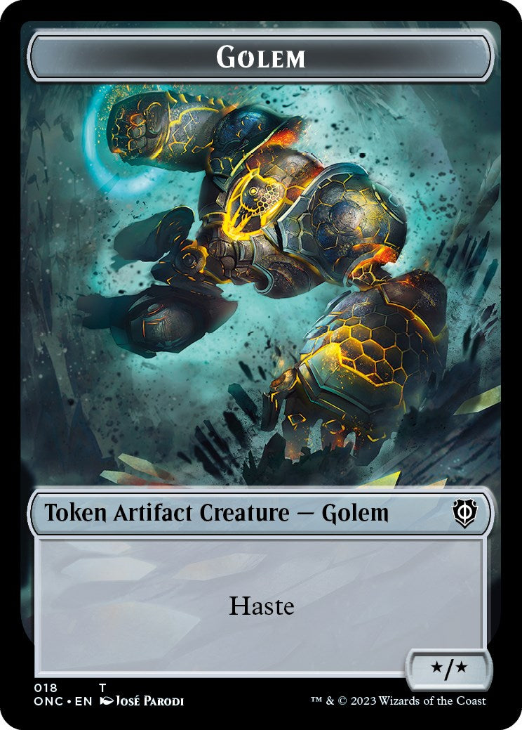 Image of The Monarch // Golem Double-Sided Token [Phyrexia: All Will Be One Commander Tokens]