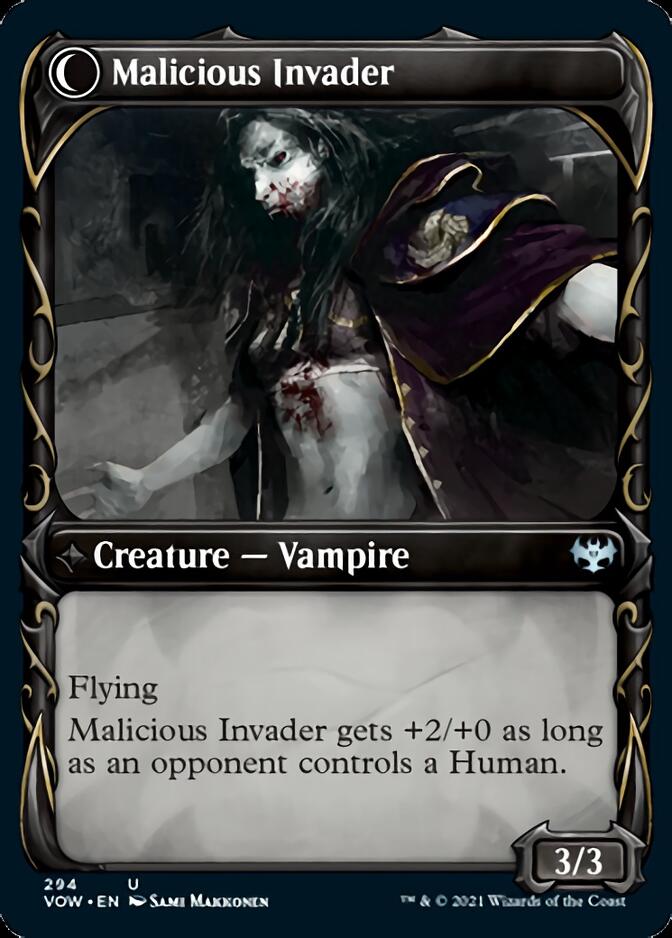 Image of Innocent Traveler // Malicious Invader (Showcase Fang Frame) [Innistrad: Crimson Vow]