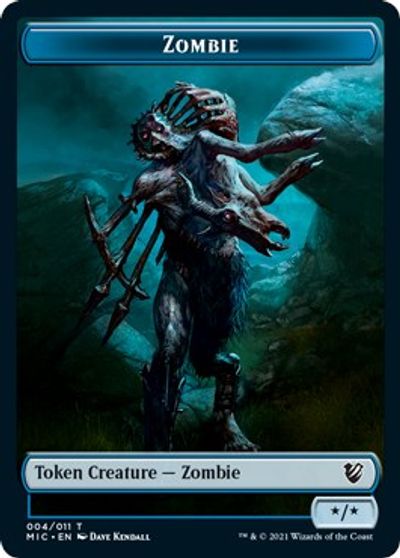 Image of Zombie (005) // Zombie (004) Double-Sided Token [Innistrad: Midnight Hunt Commander Tokens]