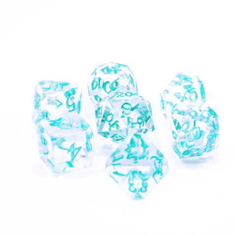 Image of Die Hard Dice - Isa Restoration  - Clear/Green - 7 Piece RPG Set