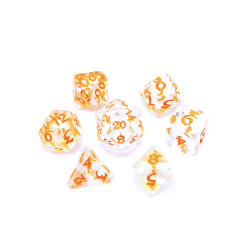 Image of Die Hard Dice - Isa Revivify  - Clear/Orange  - 7 Piece RPG Set