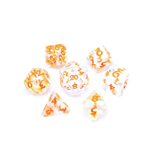 Die Hard Dice - Isa Revivify  - Clear/Orange  - 7 Piece RPG Set