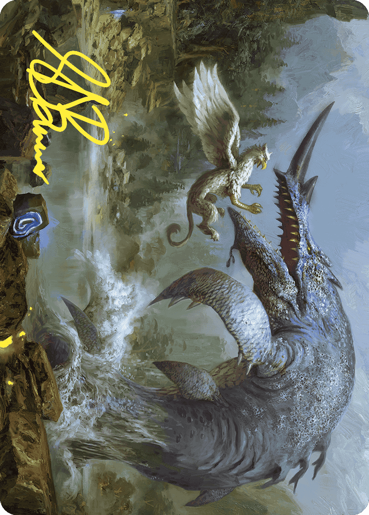 Image of Horned Loch-Whale Art Card (Gold-Stamped Signature) [Wilds of Eldraine Art Series]