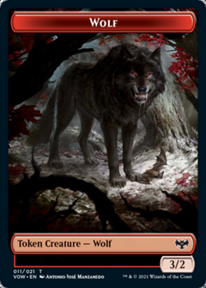 Image of Wolf (011) // Human (010) Double-Sided Token [Innistrad: Crimson Vow Tokens]