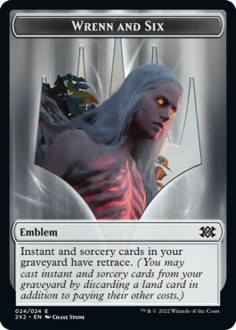 Image of Wrenn and Six Emblem // Monk Double-Sided Token [Double Masters 2022 Tokens]