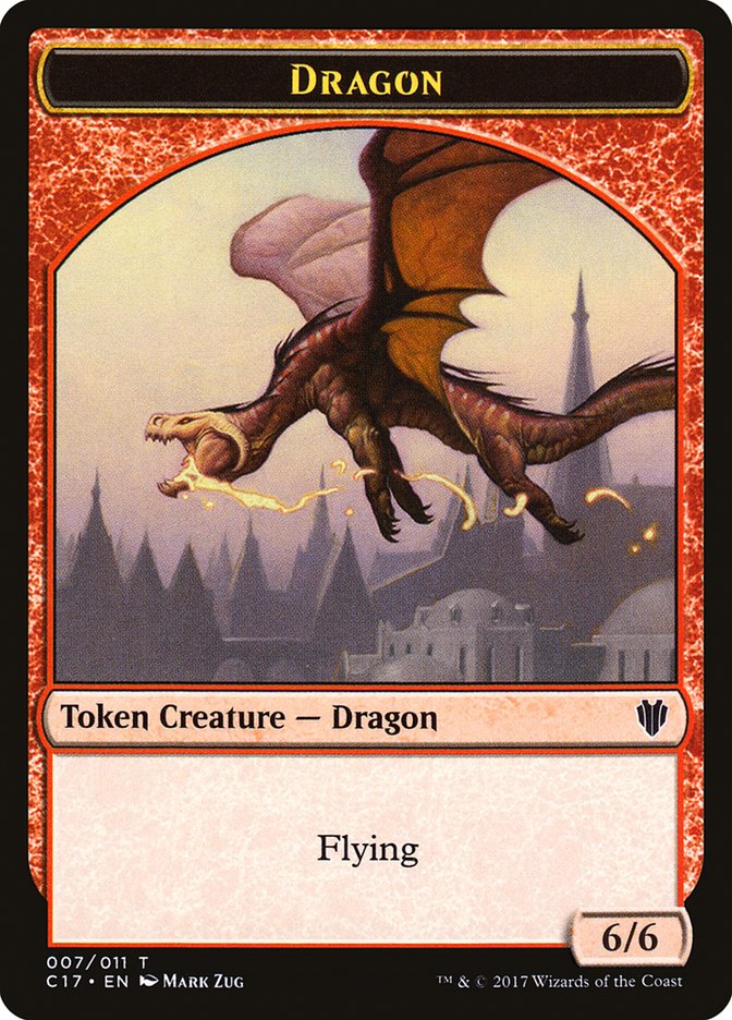Image of Dragon (007) // Gold (010) Double-Sided Token [Commander 2017 Tokens]
