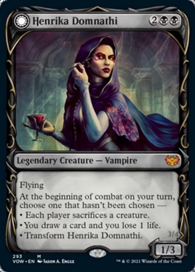 Image of Henrika Domnathi // Henrika, Infernal Seer (Showcase Fang Frame) [Innistrad: Crimson Vow]