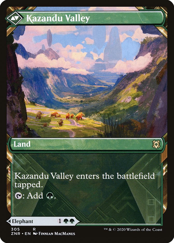 Image of Kazandu Mammoth // Kazandu Valley (Showcase) [Zendikar Rising]