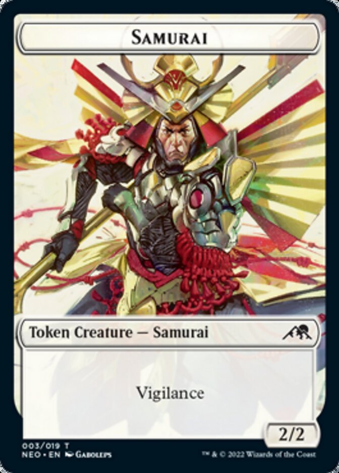 Image of Samurai // Spirit (009) Double-Sided Token [Kamigawa: Neon Dynasty Tokens]