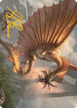 Image of Ancient Gold Dragon Art Card (28) (Gold-Stamped Signature) [Commander Legends: Battle for Baldur's Gate Art Series]