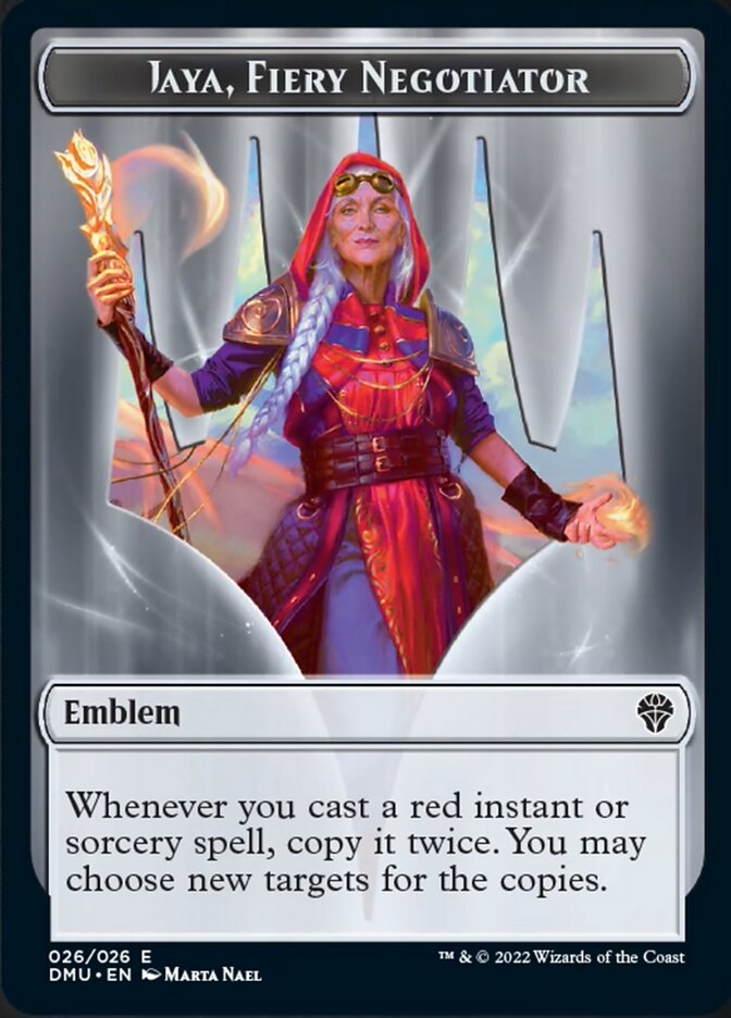 Image of Jaya, Fiery Negotiator Emblem [Dominaria United Tokens]